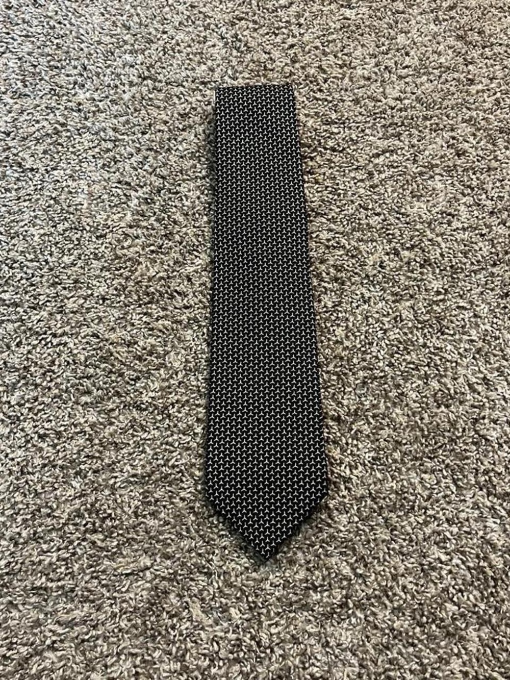 Bulgari Black and White Knit Micro-Pattern Tie